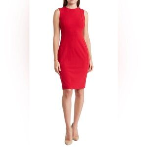 🌹NWT! Red CALVIN KLEIN Sleeveless Sheath Dress - Size 2